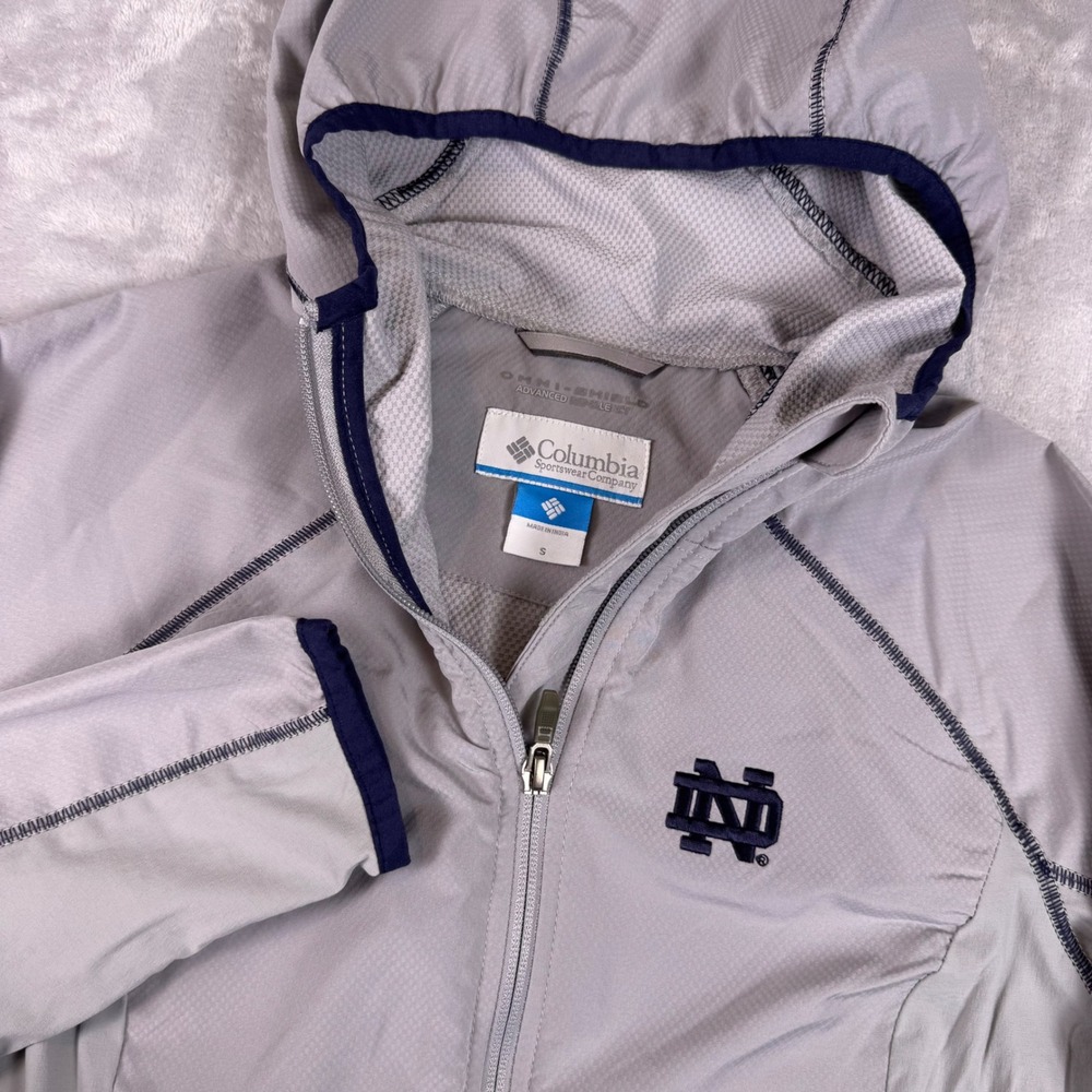 Columbia Notre Dame Fighting Irish Omni-Shield Hooded Jacket Grey Womens Small*